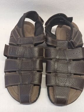 Men's Casual Brown Leather-Strap Fisherman Sandals